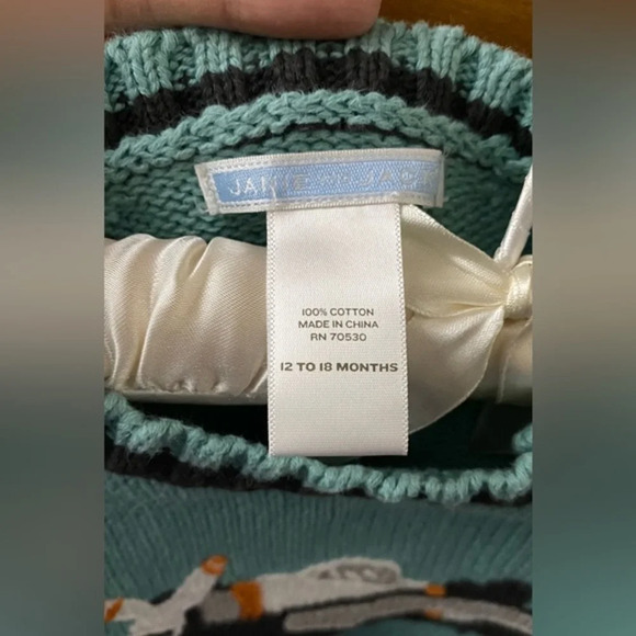 Janie and Jack Cotton Knot Sweater with Airplane 12-18M - Picture 2 of 6